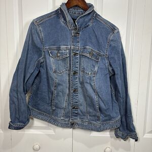 Talbots Denim Jean Jacket Womens 1X Dark Wash Stretch Classic Coastal Cowgirl